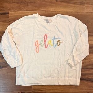 Cream Sweater with Multicolor Design